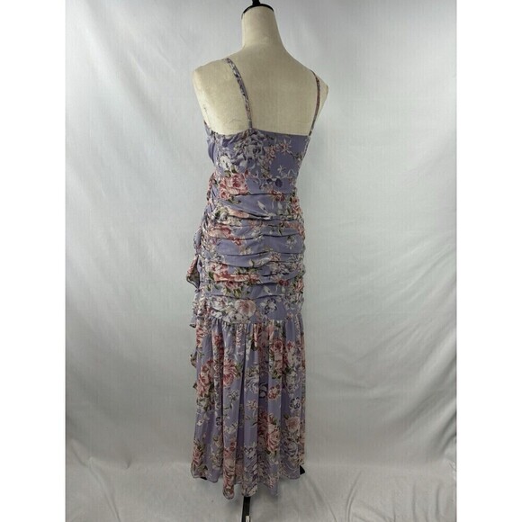 ASTR the Label Kiana Dress Light Purple Floral Small Ruffles Ruched Wedding - Picture 5 of 16